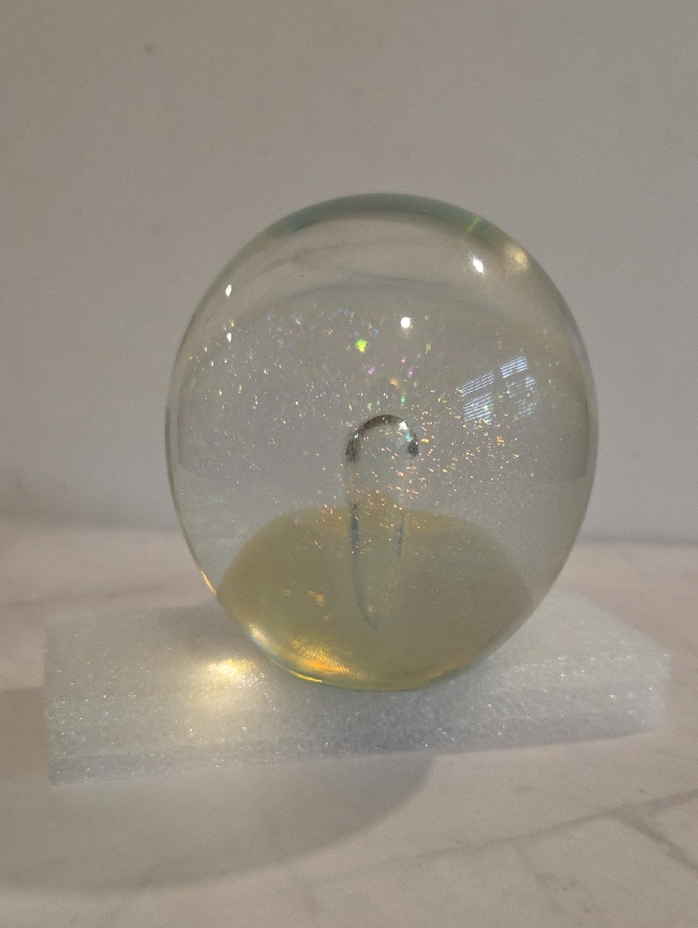Robert Eickholt Art Glass Paperweight Iridescent Nebula Vortex 1984  Signed